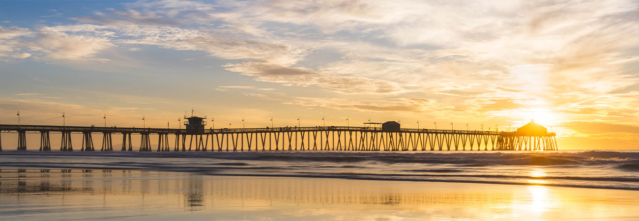 Sunset at Imperial Beach pier in San Diego, California