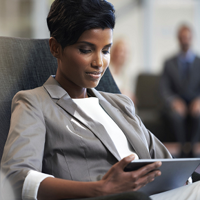 woman with tablet
