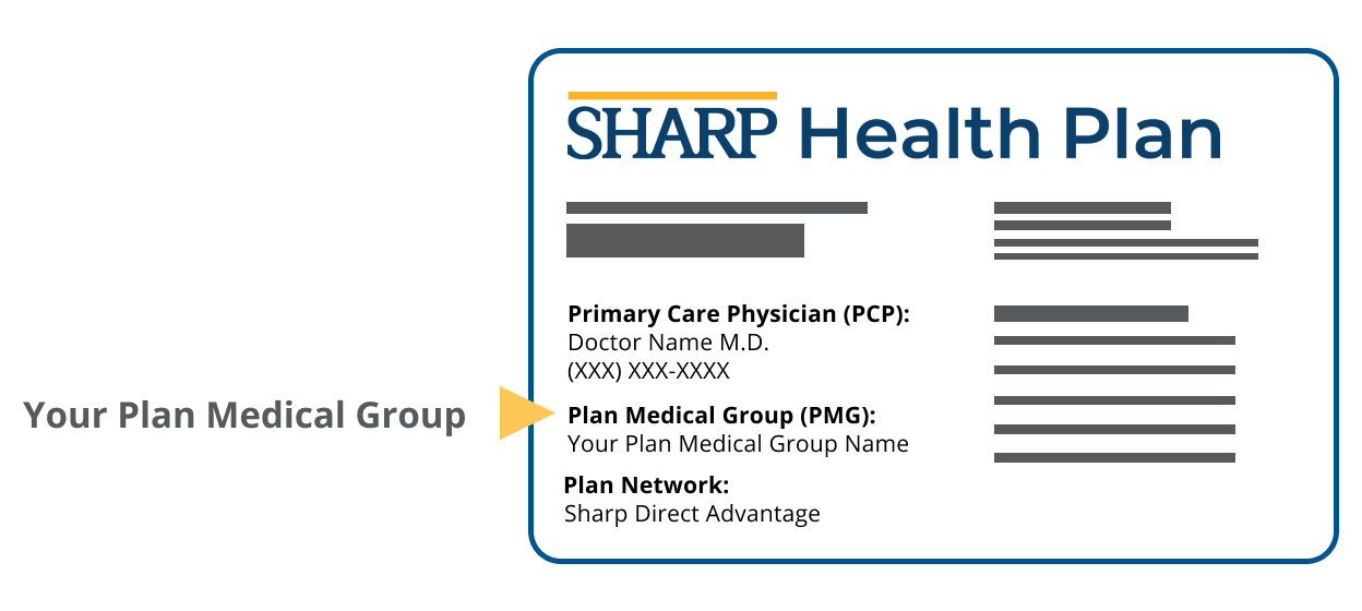 Sharp Health Plan member ID card